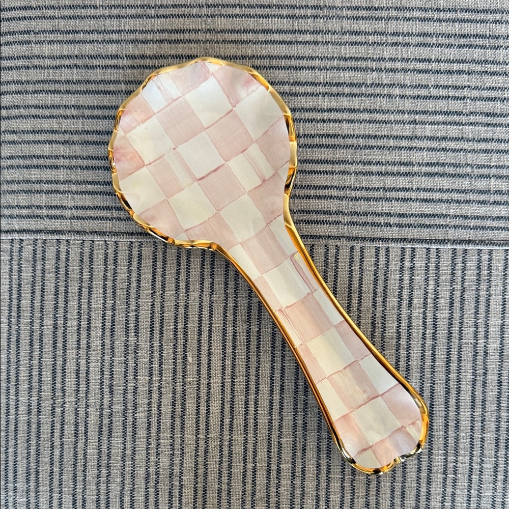 Mackenzie -Childs Ceramic Rosy Check Spoon Rest